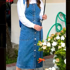Denim Buttonfront Jumpsuit Skirt